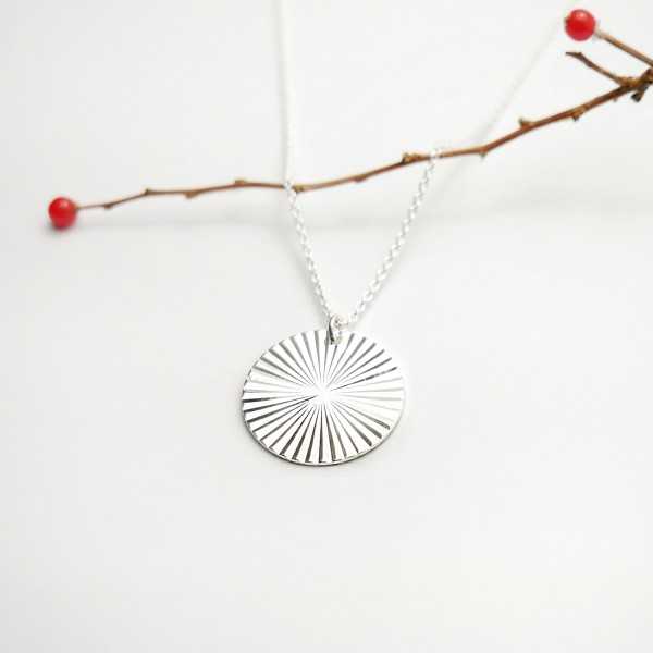 Sun pendant on chain in recycled 925 silver