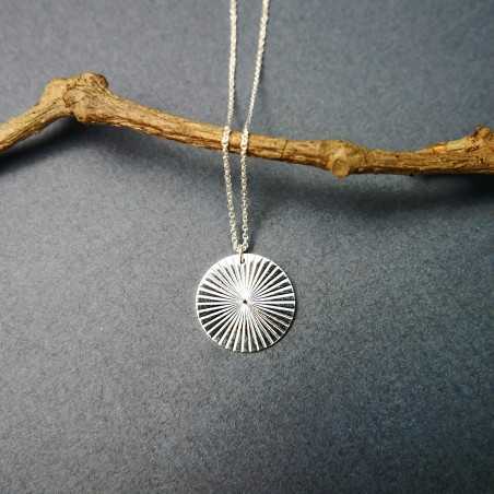 Sun pendant on chain in recycled 925 silver