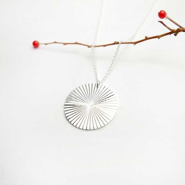 Big Sun pendant on chain in recycled 925 silver