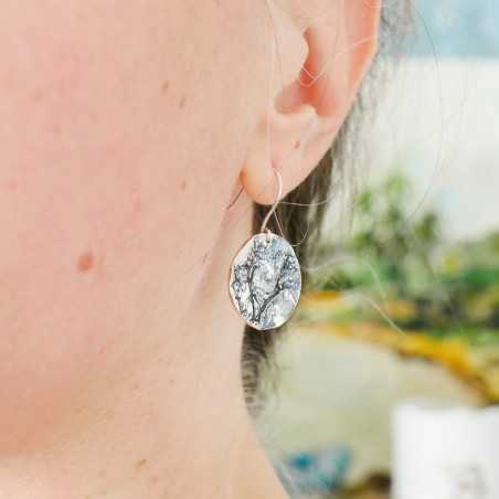 Boucles d'oreilles pendantes Rosée du Matin en argent 925