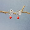 Boucles d'oreilles en argent 925 recyclé et perle de verre rouge Soleil Levant