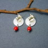 Boucles d'oreilles en argent 925 recyclé et perle de verre rouge Soleil Levant