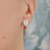 Boucles d'oreilles en argent 925 recyclé et perle de verre rouge Soleil Levant