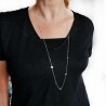 Minimalist recycled 925 silver round pebble long necklace