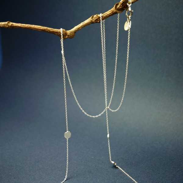 Minimalist recycled 925 silver round pebble long necklace