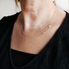 Sautoir galets ronds en argent 925 recyclé minimaliste, collier long fin pour femme, collier lasso