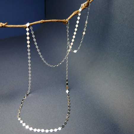 Minimalistische runde Pellet lange Halskette aus recyceltem 925er Silber