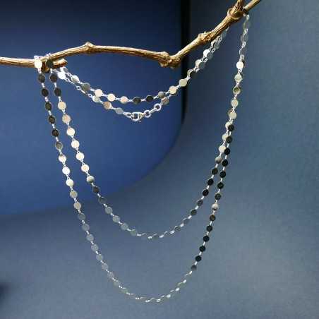 Minimalist recycled 925 silver round pellet long necklace