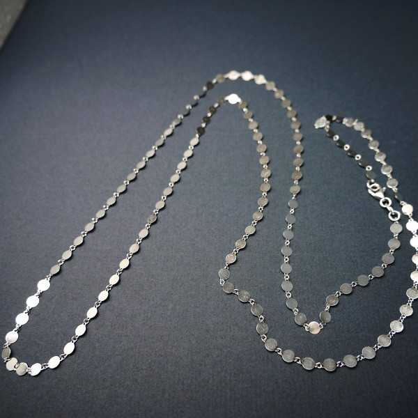 Minimalistische runde Pellet lange Halskette aus recyceltem 925er Silber