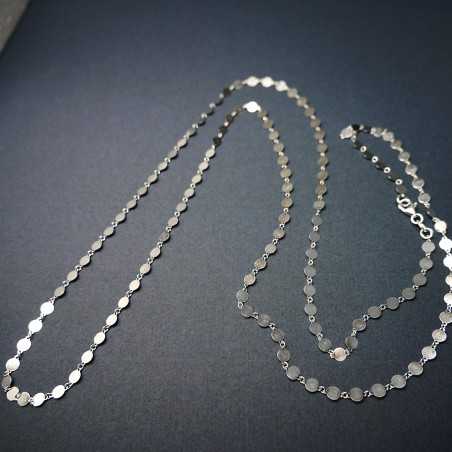 Minimalist recycled 925 silver round pellet long necklace