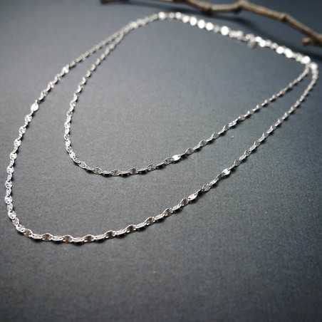 Long necklace with sun motif pastilles in minimalist recycled 925 silver