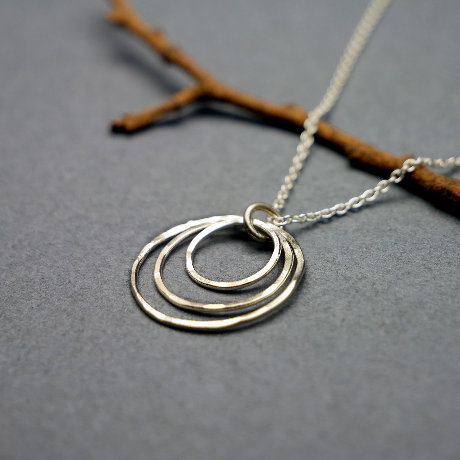 Multiple circles necklace in recycled and upcycled 925 silver