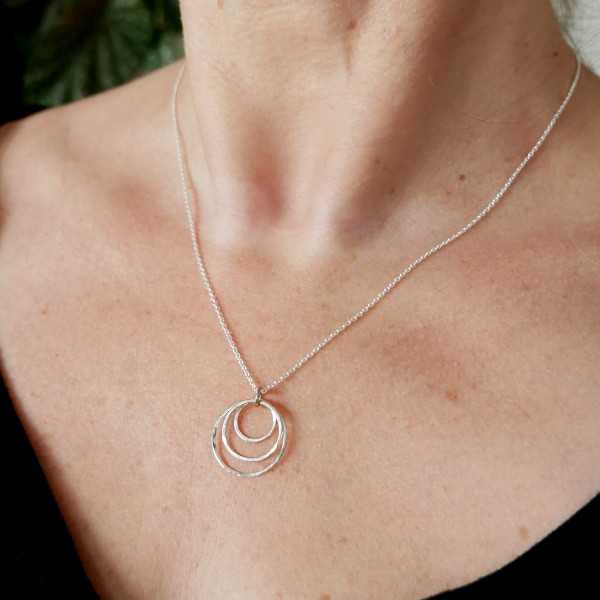 Multiple circles necklace in recycled and upcycled 925 silver collection Maya handmade