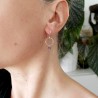 Minimalist round dangling earrings with a small amethyst bead in upcycled and recycled 925 silver ♻ for women.