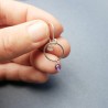 Minimalist round dangling earrings with a small amethyst bead in upcycled and recycled 925 silver ♻ for women.