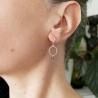 Minimalist round dangling earrings with a small amethyst bead in upcycled and recycled 925 silver ♻ for women.