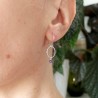 Minimalist round dangling earrings with a small amethyst bead in upcycled and recycled 925 silver ♻ for women.