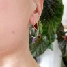 Minimalist round dangling earrings with an amethyst bead in upcycled and recycled 925 silver ♻ for women.