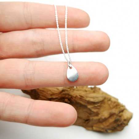 Thin drop solitaire necklace in minimalist recycled 925 silver
