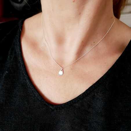 Thin drop solitaire necklace in minimalist recycled 925 silver