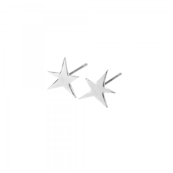 Petites boucles d'oreilles puces étoile en argent massif 925 faites main en France