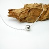 Hollow pearl solitaire necklace in minimalist recycled 925 silver