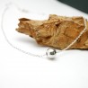 Hollow pearl solitaire necklace in minimalist recycled 925 silver