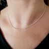 Chaine courte fine en argent 925 recyclé minimaliste avec de petites perles alternées made in France