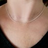 Chaine courte fine en argent 925 recyclé minimaliste avec de petites perles alternées made in France