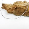 Chaine courte fine en argent 925 recyclé minimaliste avec de petites perles carrées alternées