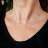 Chaine courte fine en argent 925 recyclé minimaliste avec de petites perles carrées alternées