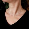 Chaine courte fine en argent 925 recyclé minimaliste avec de petites perles carrées alternées