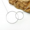 Large Minimalist necklace with two thin intertwined rings recycled 925 silver on a choker chain for women