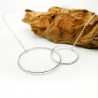 Large Minimalist necklace with two thin intertwined rings recycled 925 silver on a choker chain for women