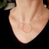 Large Minimalist necklace with two thin intertwined rings recycled 925 silver on a choker chain for women