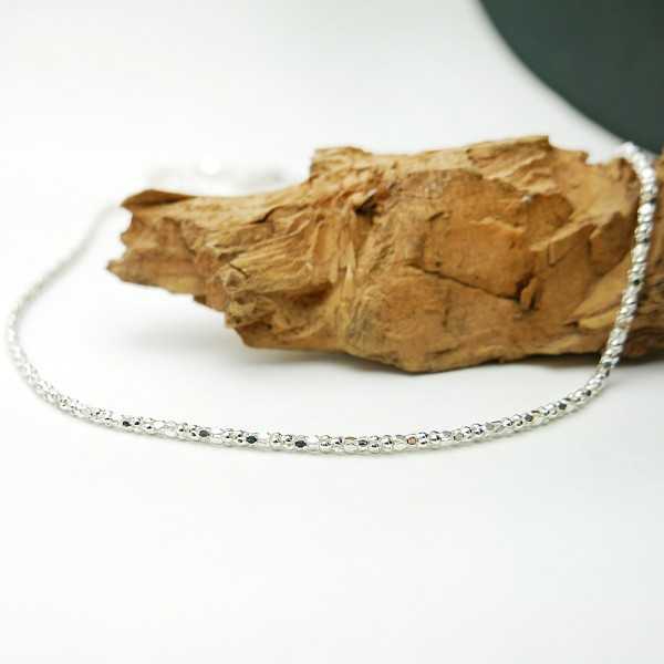 Thick shiny chain in 925 recycled silver, minimalist diamond popcorn mesh, unisex