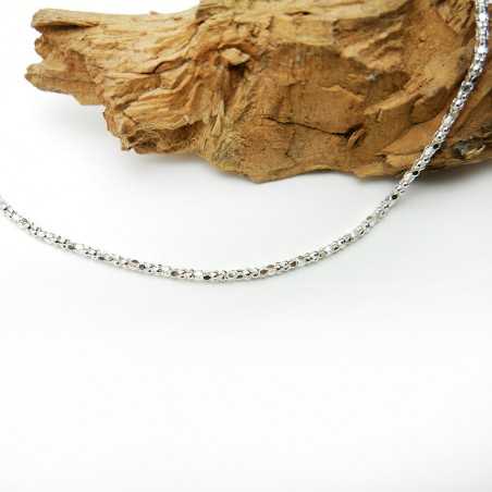 Thick shiny chain in 925 recycled silver, minimalist diamond popcorn mesh, unisex