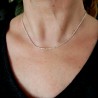 Dicke glänzende Kette aus 925er recyceltem Silber, minimalistisches Diamant-Popcorn-Netz, Unisex