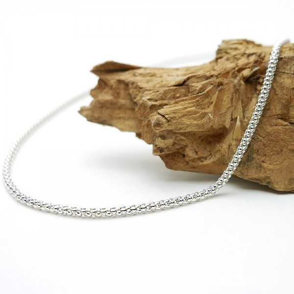 Thick chain in minimalist recycled 925 silver popcorn mesh