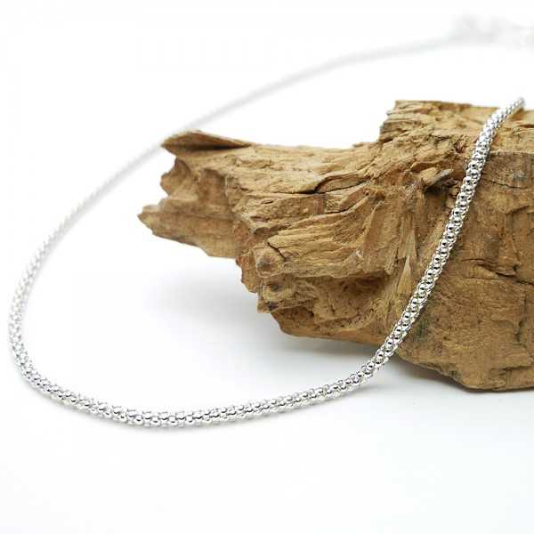 Thick chain in minimalist recycled 925 silver popcorn mesh