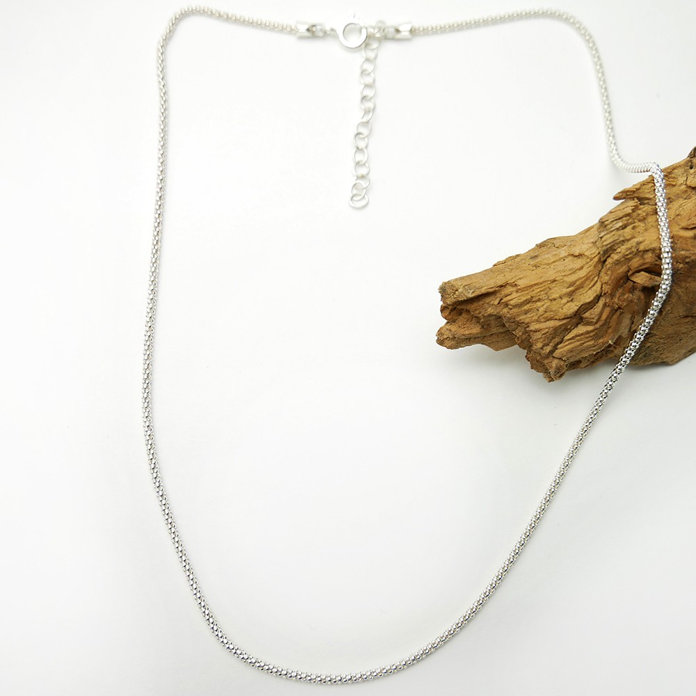 Collier Maille Chaîne Rectangulaire Allongée En Argent Massif 925/1000