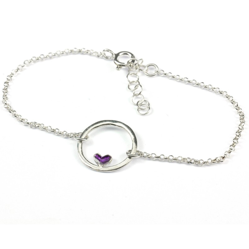Small sterling silver Valentine purple heart bracelet Valentine 37,00 € Small sterling silver Valentine purple heart bracelet Valentine 37,00 €