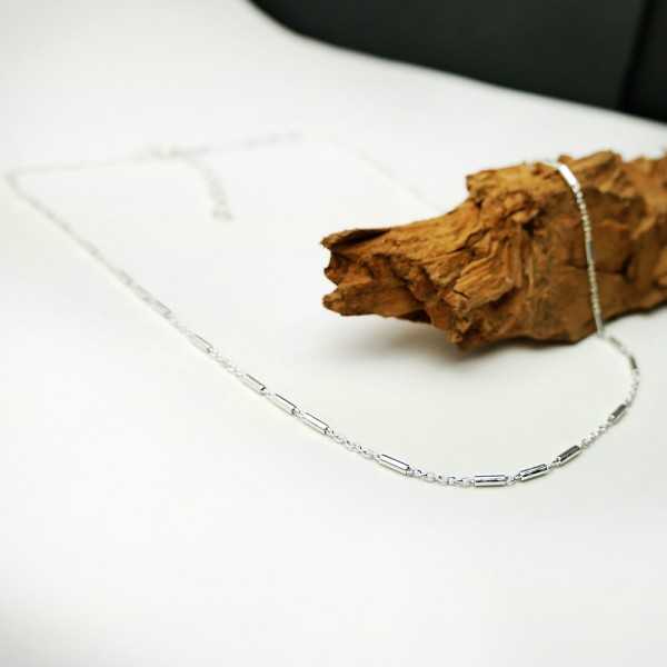 Minimalistische verstellbare feine Halskette aus recyceltem 925er-Silber mit Röhrengeflecht