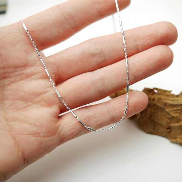 Minimalistische verstellbare feine Halskette aus recyceltem 925er-Silber mit Röhrengeflecht