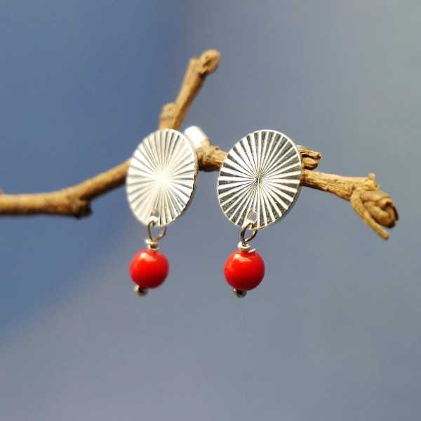 Earrings in recycled 925 silver Sun chips