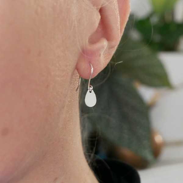 Minimalist recycled 925 silver dangling drop earrings