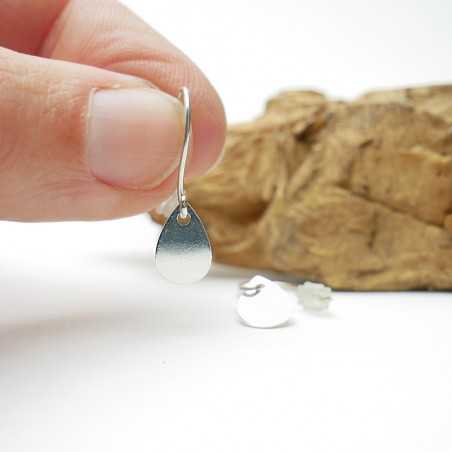 Boucles d'oreilles gouttes pendantes en argent 925 recyclé minimalistes