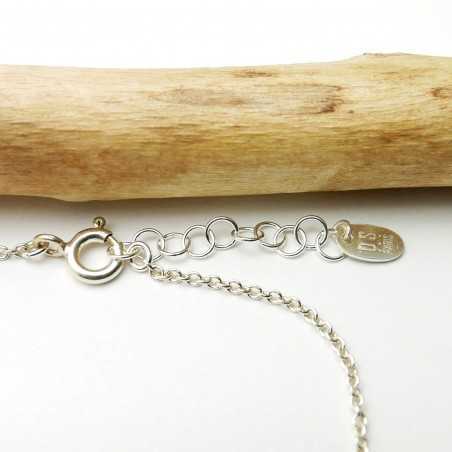 Thin 8 mm sun medal bracelet in minimalist recycled 925 silver with adjustable chain