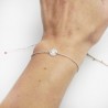 Dünnes 8-mm-Sonnenmedaillenarmband aus minimalistischem recyceltem 925er Silber mit verstellbarer Kette
