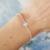 Dünnes 8-mm-Sonnenmedaillenarmband aus minimalistischem recyceltem 925er Silber mit verstellbarer Kette